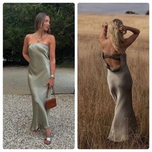 Bec & Bridge moon dance strapless dress in sage size 2